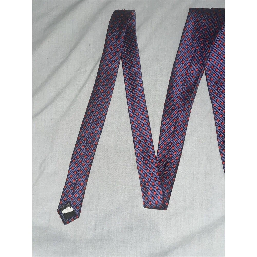 Dona Dona Men’s Dress Tie Size 58” 3.75” Blue Dotted Silk Business Formal